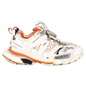 Balenciaga Track Sneakers in White and Orange Polyurethane
